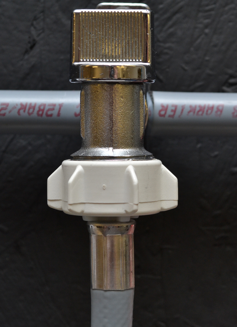 water pipe connection to the cold tap